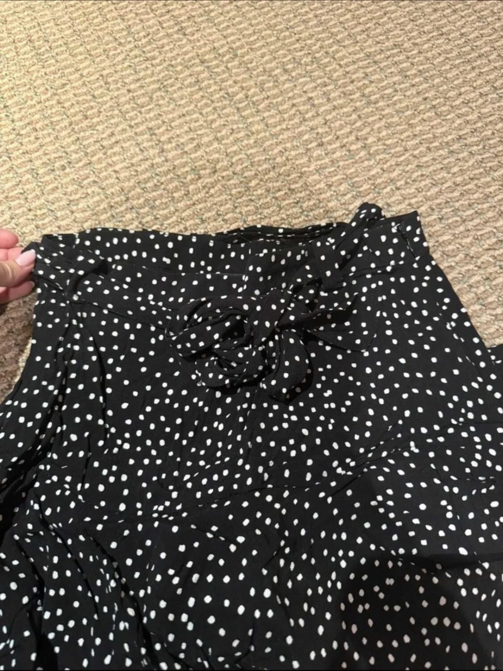 Zara Women’s Black Polka Dot Ruffle Mini Skort - Picture 3 of 4